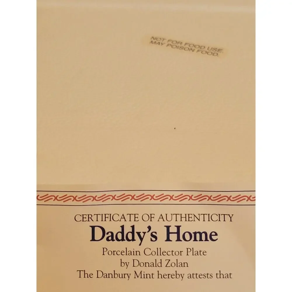 Vintage Danbury Mint Daddy's Home by Donald Zolan Plate w/ COA & Box‎ #G3109